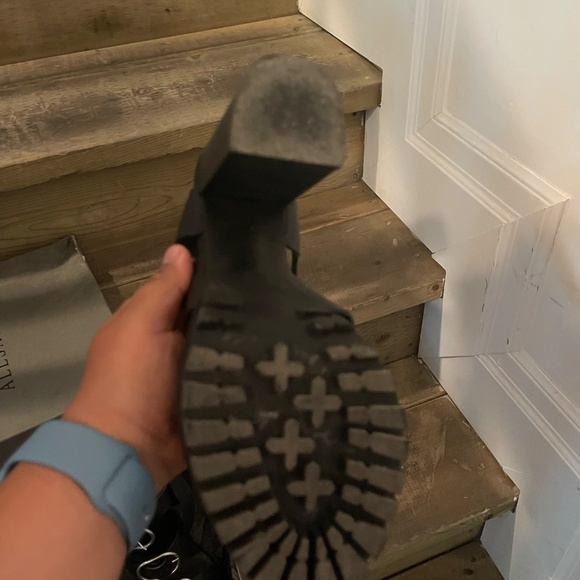 ALL SAINTS Black Leather Platform Heel Sandals - Picture 4 of 7